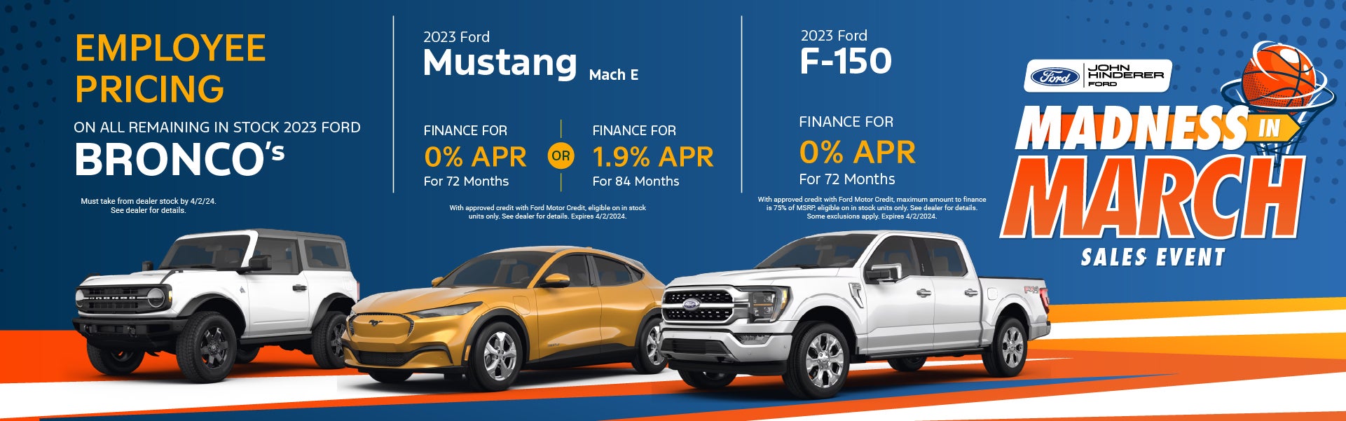 Employee Pricing on 2023 Broncos, Mach-Es and F150s